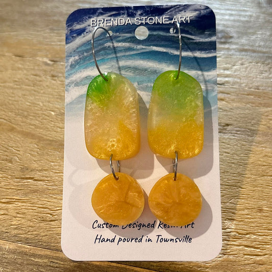 BRENDA STONE ART - Ocean Long Drop Hoop Earrings 2