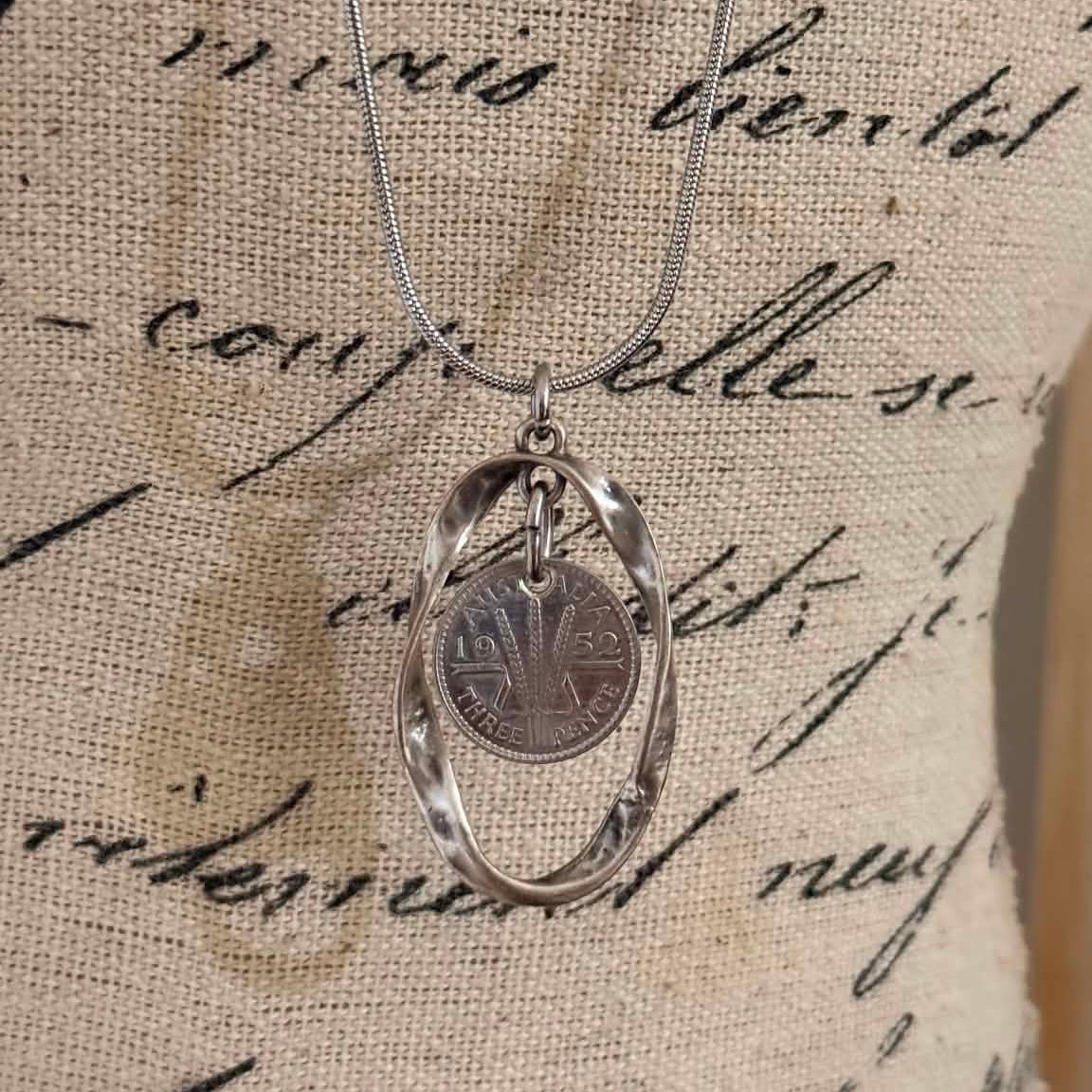 MOLLY MADE- Authentic 1952 Australian Threepence Pendant Necklace