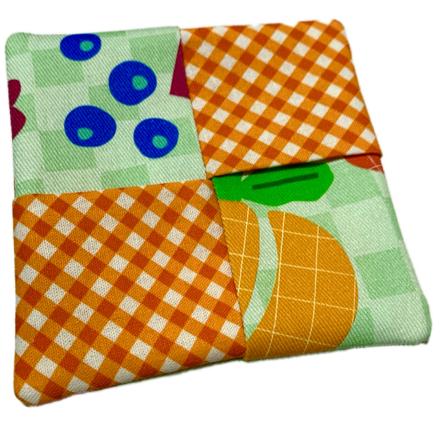 MUMMA WHOOPEE- SINGLE WINE GLASS SLIPPER/COASTERS- Foodie Heaven and Orange Gingham
