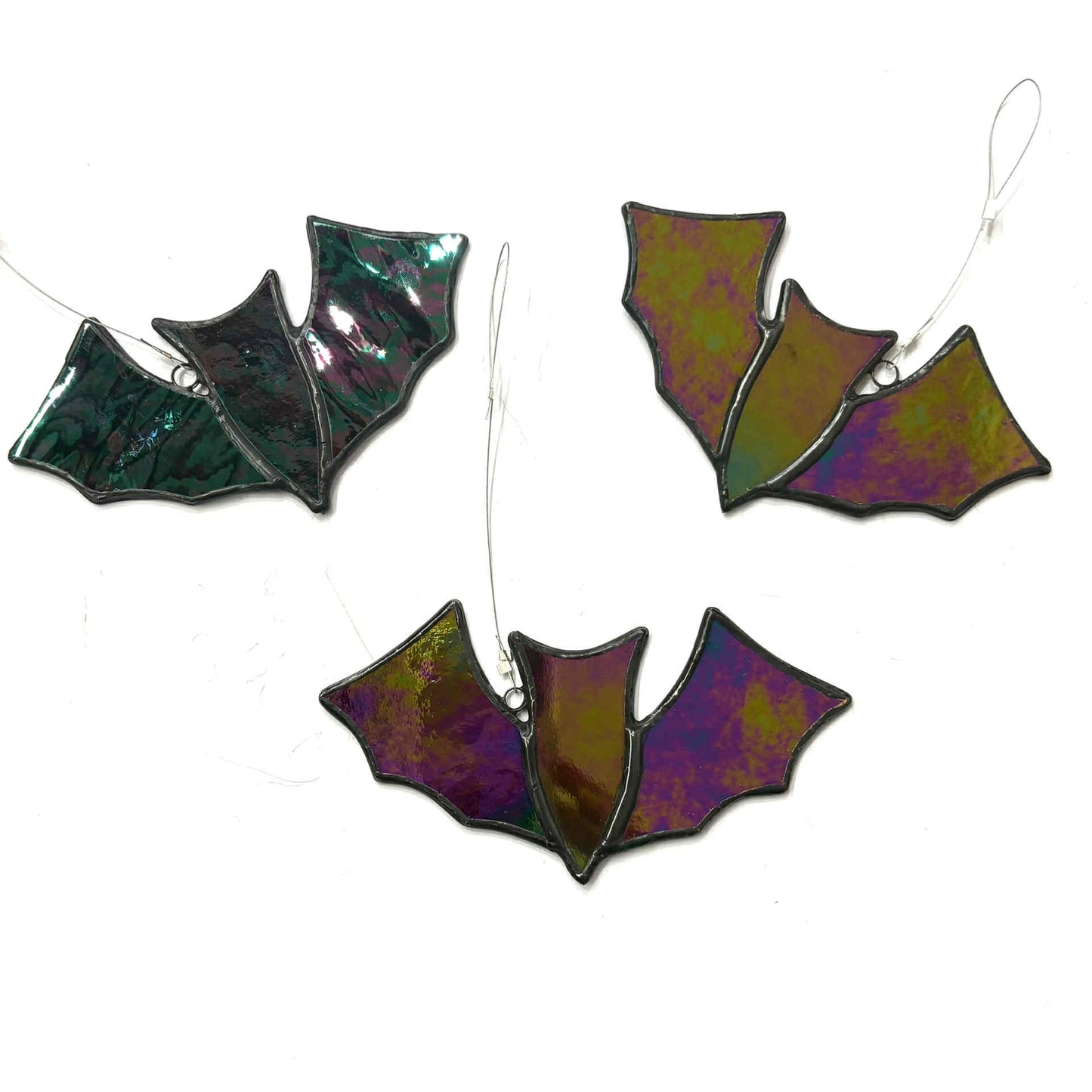 SWAN GLASS - Stained Glass Bat Iridescent Purple