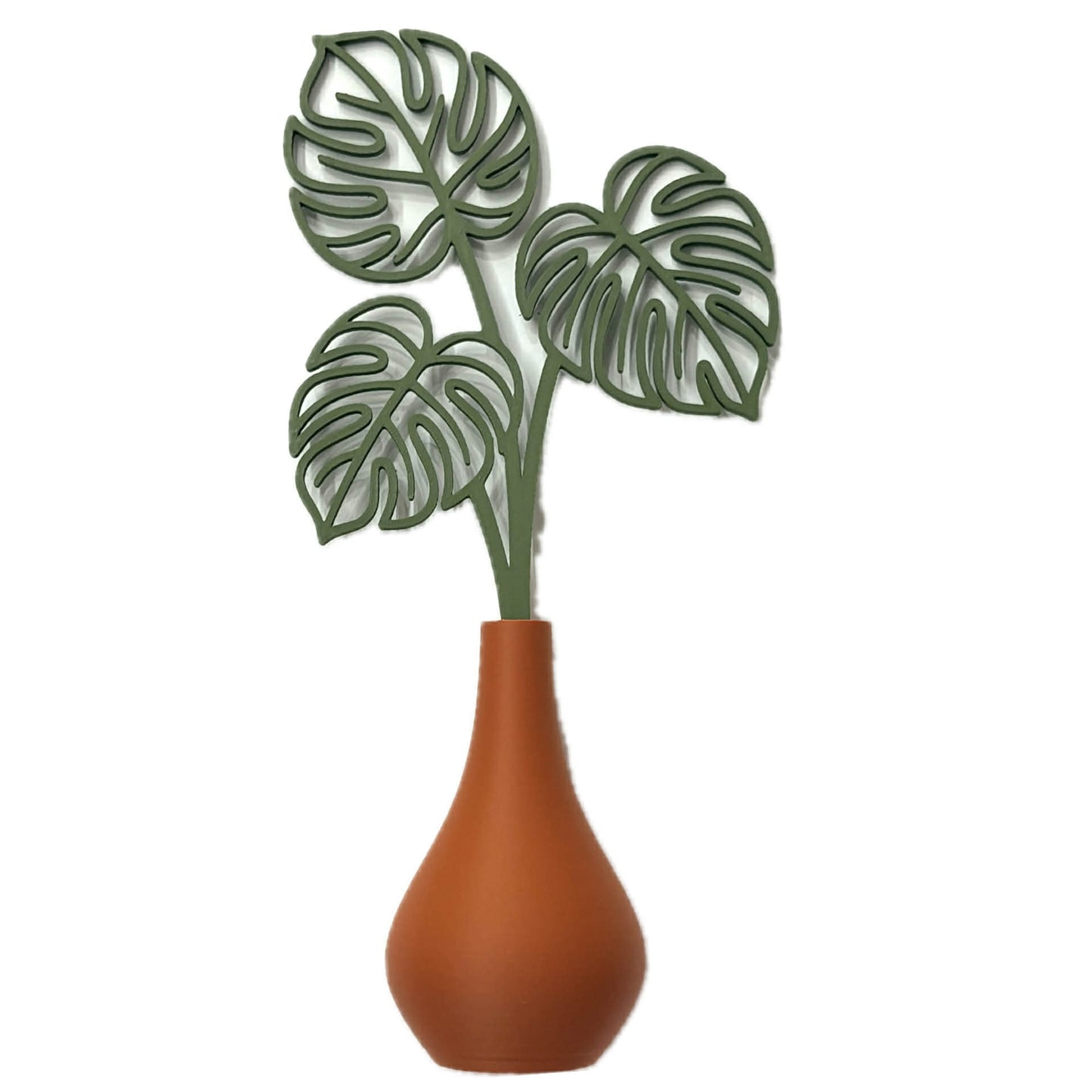 DWAYNSKI.3D - MONSTERA LEAVES - MAGNETIC BUD VASE WITH PRINTED FLOWER STEM