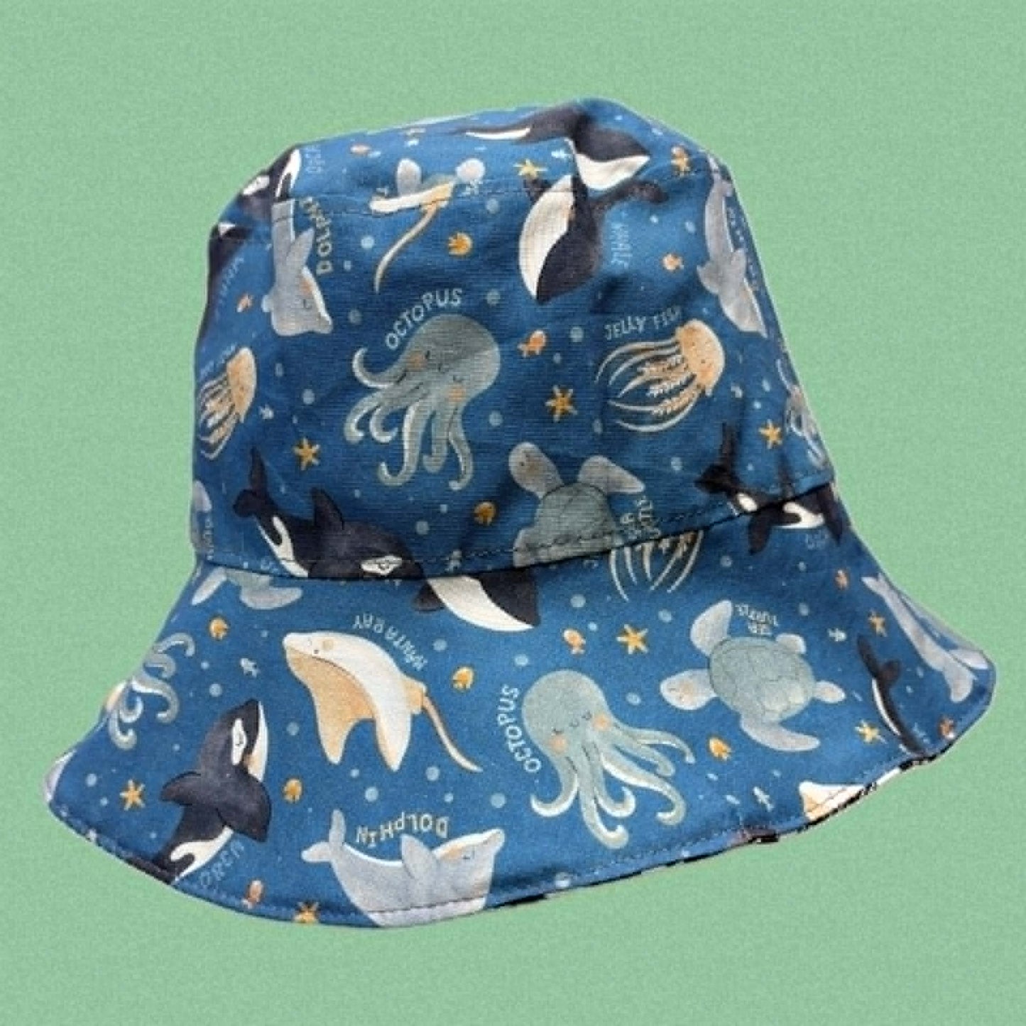 Teacups n Quilts - Baby Sea World Fabric Hat - Kids Size Large