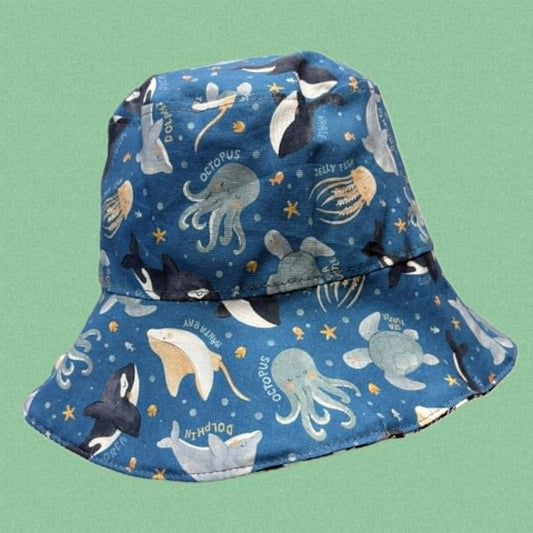 Teacups n Quilts - Baby Sea World Fabric Hat - Kids Size Large
