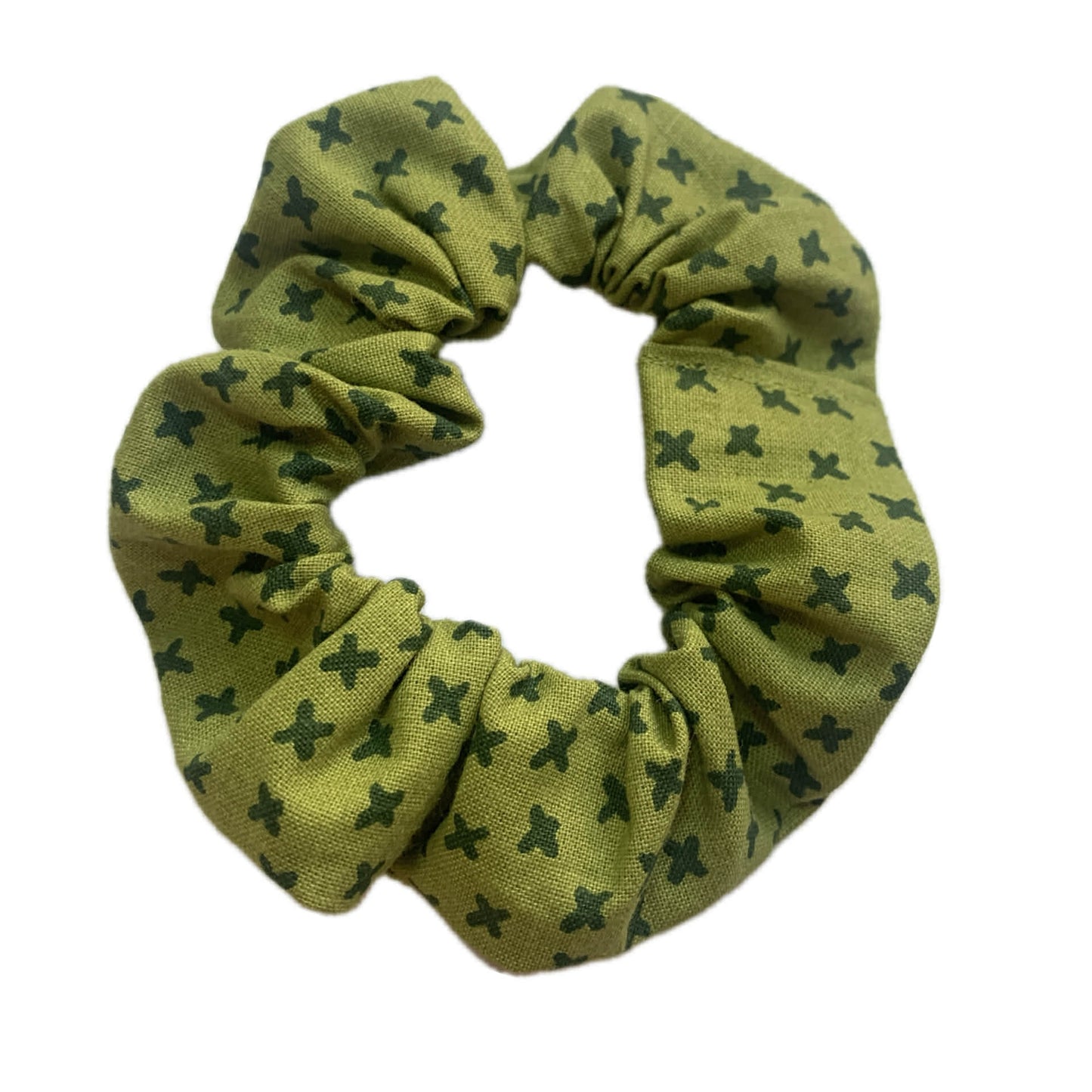 MUMMA WHOOPEE - "Green Crosses" REGULAR SCRUNCHIE