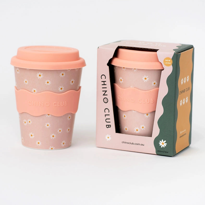 CHINO CLUB- Adult 12oz Reusable Keep Cup- Pink Daisy