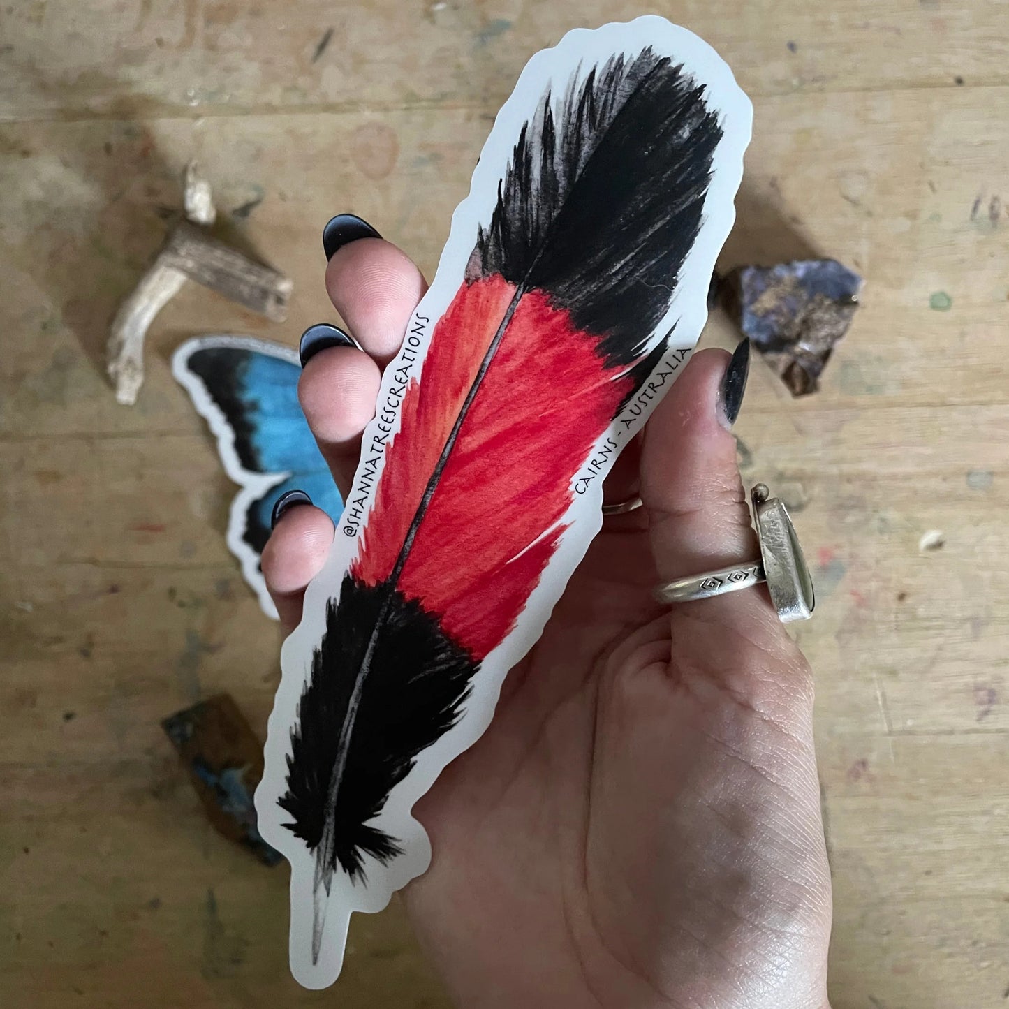 Shanna Trees Creations- Black Cockatoo Feather Large Sticker
