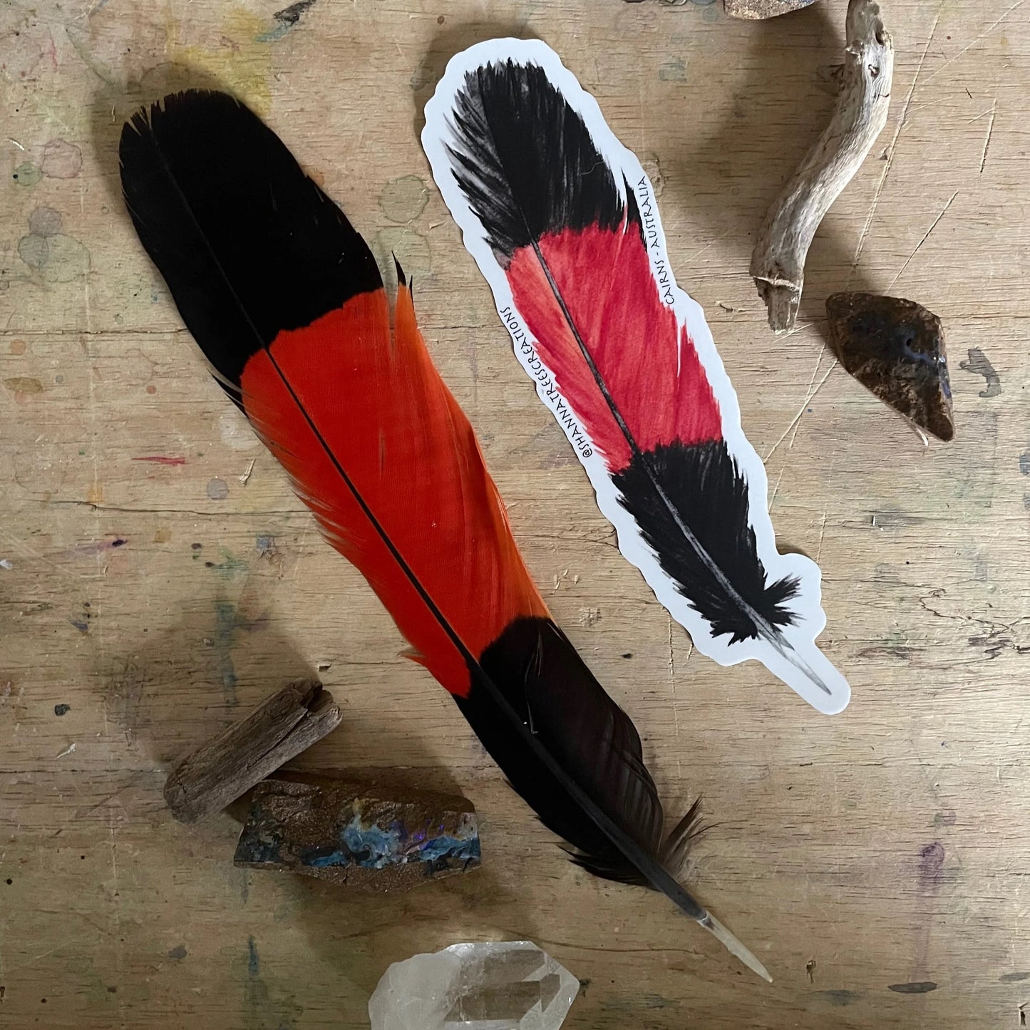 Shanna Trees Creations- Black Cockatoo Feather Large Sticker