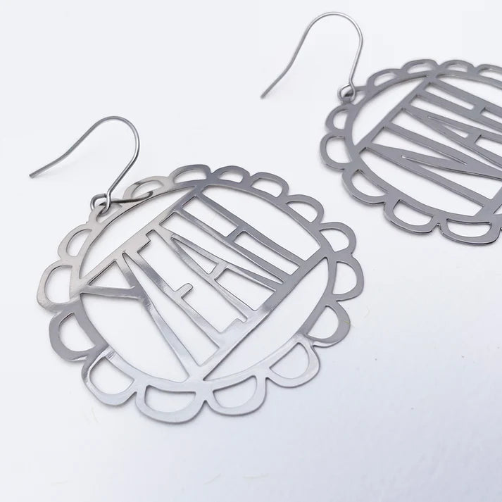 DENZ & CO- YEAH NAH in SILVER - DANGLE EARRINGS