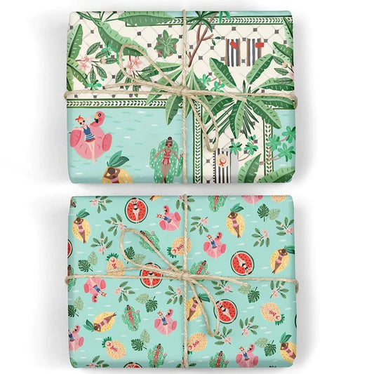 BESPOKE LETTERPRESS - Summer Girls/Miami Double Sided Wrapping Paper