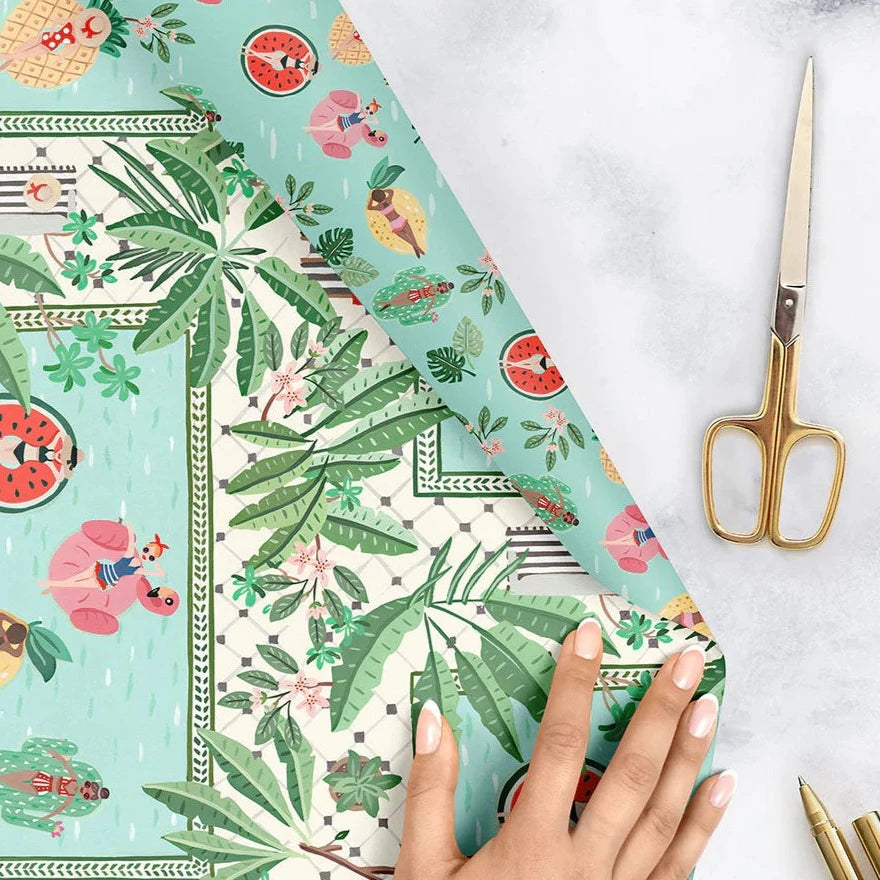 BESPOKE LETTERPRESS - Summer Girls/Miami Double Sided Wrapping Paper