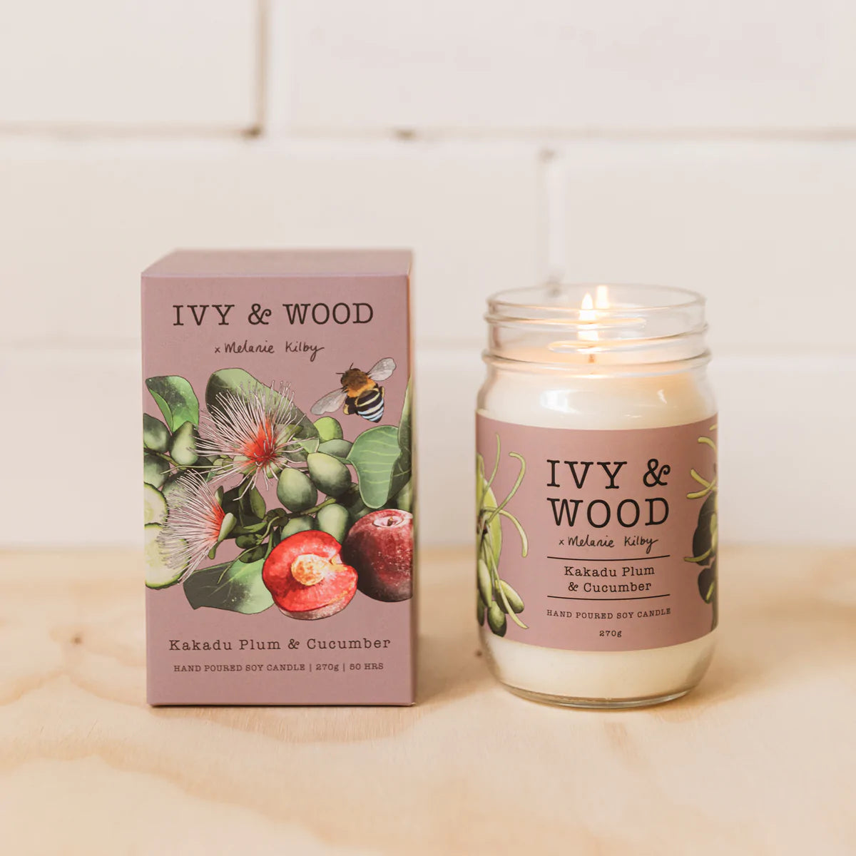 IVY & WOOD - Kakadu Plum & Cucumber Scented Candle - 'Australiana' Collection